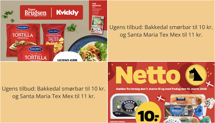 Ugens tilbud: Bakkedal smørbar til 10 kr. og Santa Maria Tex Mex til 11 kr.