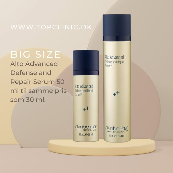 Top Clinic v/Else M&#xF8;ller Larsen tilbyder Alto Advanced Defense and Repair Serum i super size til samme pris
