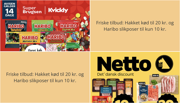 Friske tilbud: Hakket kød til 20 kr. og Haribo slikposer til kun 10 kr.