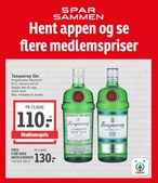 SPAR SKALLERUP A/S tilbyder Tanqueray Gin til 110 kr. med SPAR SAMMEN appen