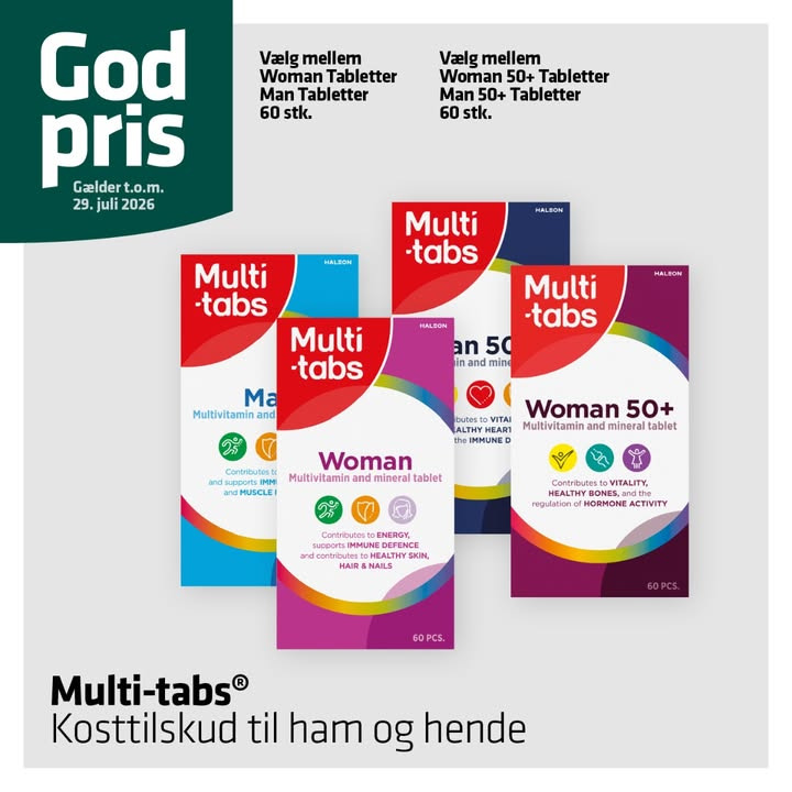 Ikast Apotek har god pris på udvalgte kosttilskud fra Multi-tabs
