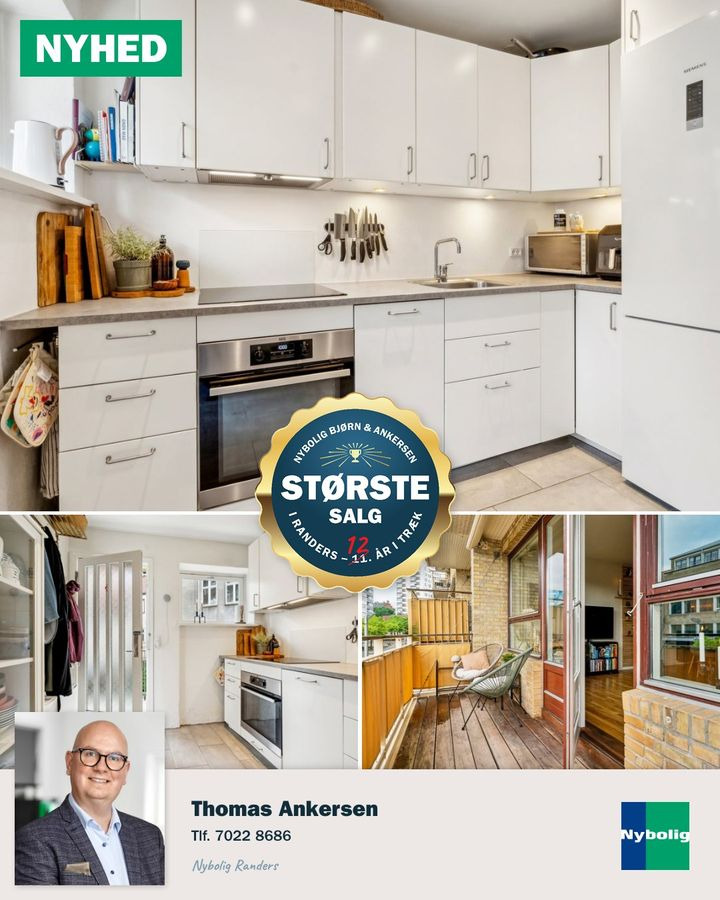 Nybolig Bjørn & Ankersen tilbyder charmerende lejlighed med solrig altan i Randers