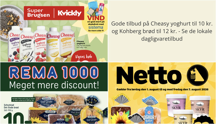 Gode tilbud på Cheasy yoghurt til 10 kr. og Kohberg brød til 12 kr. - Se de lokale dagligvaretilbud