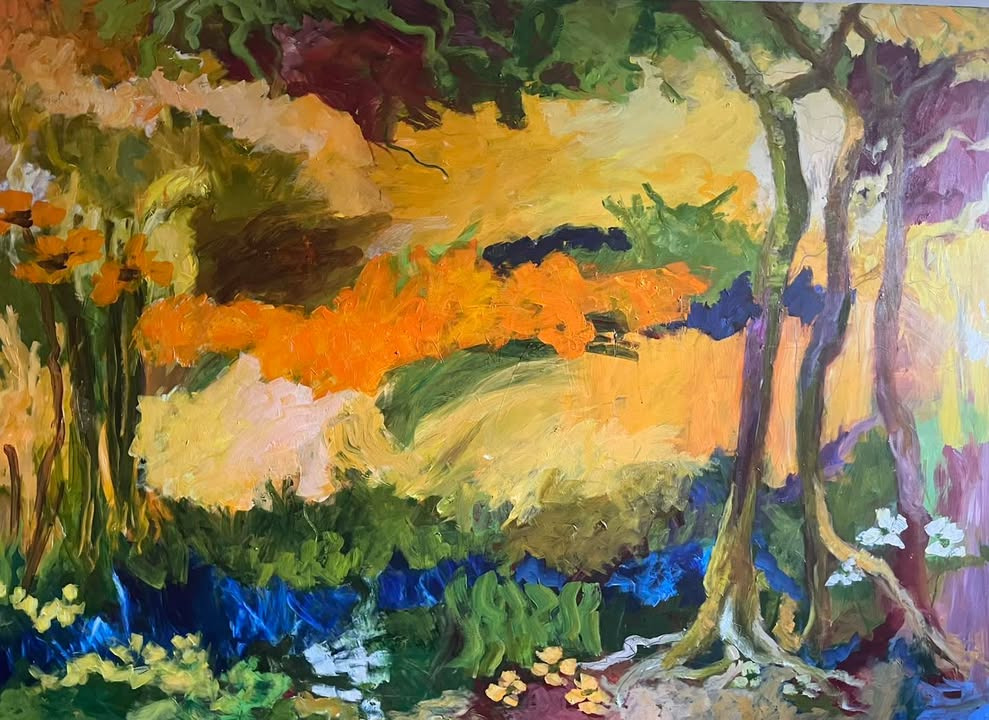 Yrsa Dunvad har færdiggjort stort maleri på 180x130 cm