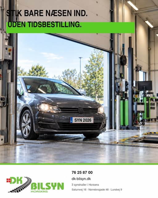 DK-Bilsyn Horsens tager imod bilen uden tidsbestilling
