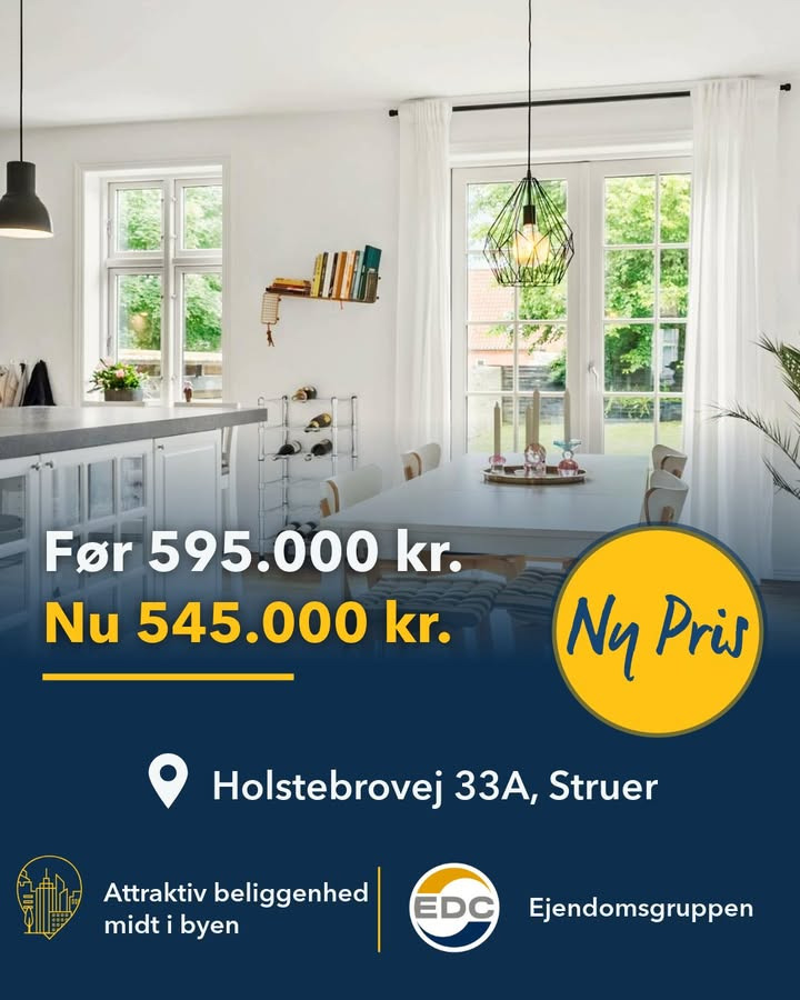 EDC Ejen­doms­grup­pen Struer prisjusterer Holstebrovej 33A til 545.000 kr.