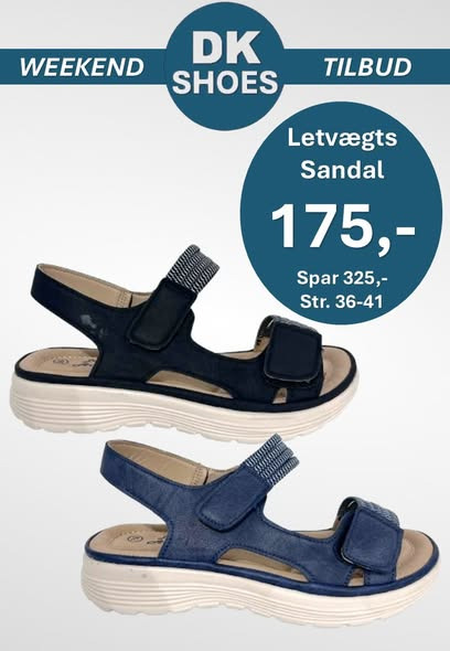 DK Shoes Brønderslev ApS præsenterer vilde weekendtilbud på sandaler til 175 kr.