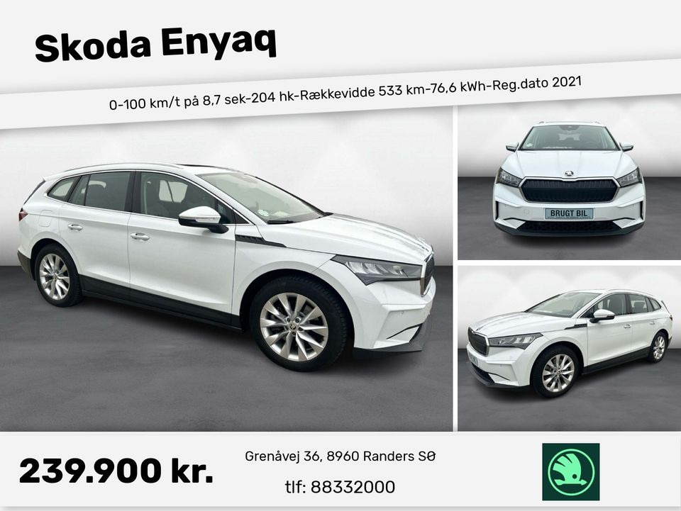 Bilco A/S Randers præsenterer Skoda Enyaq fra 2021 med masser af udstyr på lager
