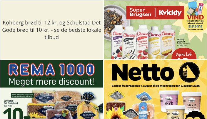 Kohberg brød til 12 kr. og Schulstad Det Gode brød til 10 kr. - se de bedste lokale tilbud