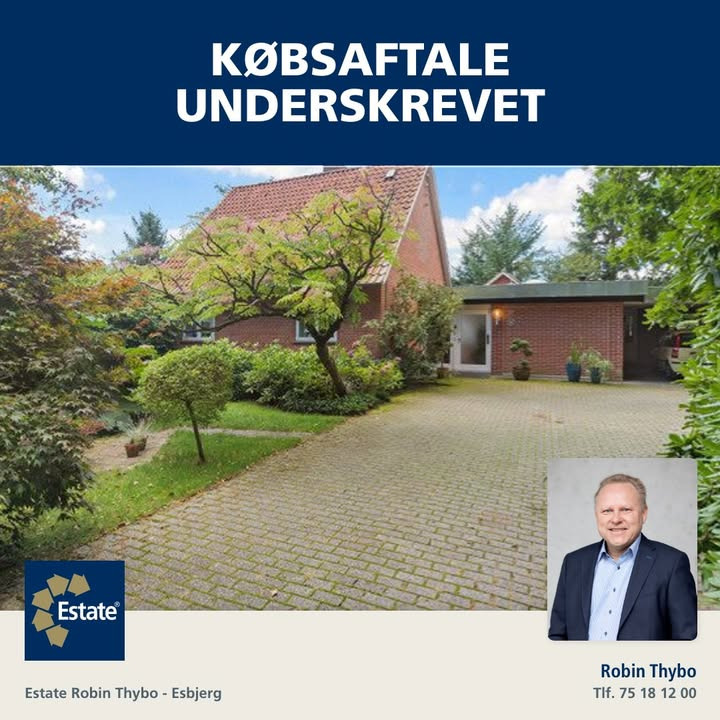 Estate Robin Thybo Esbjerg & Varde glæder sig over underskrevet købsaftale på Skovridervej 37