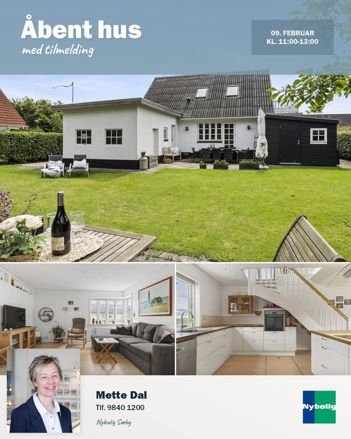 Nybolig Sæby A/S inviterer til åbent hus i charmerende bolig ved hav og å