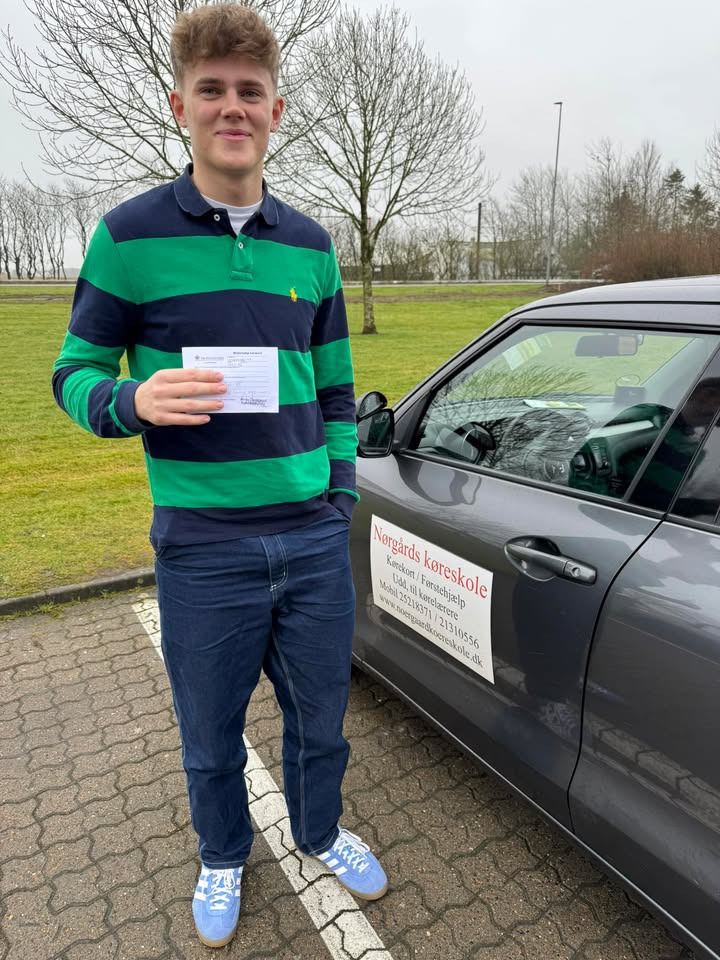 Endnu en elev bestod køreprøven hos Nørgaards Køreskole: Tillykke til Malthe Holm Nielsen