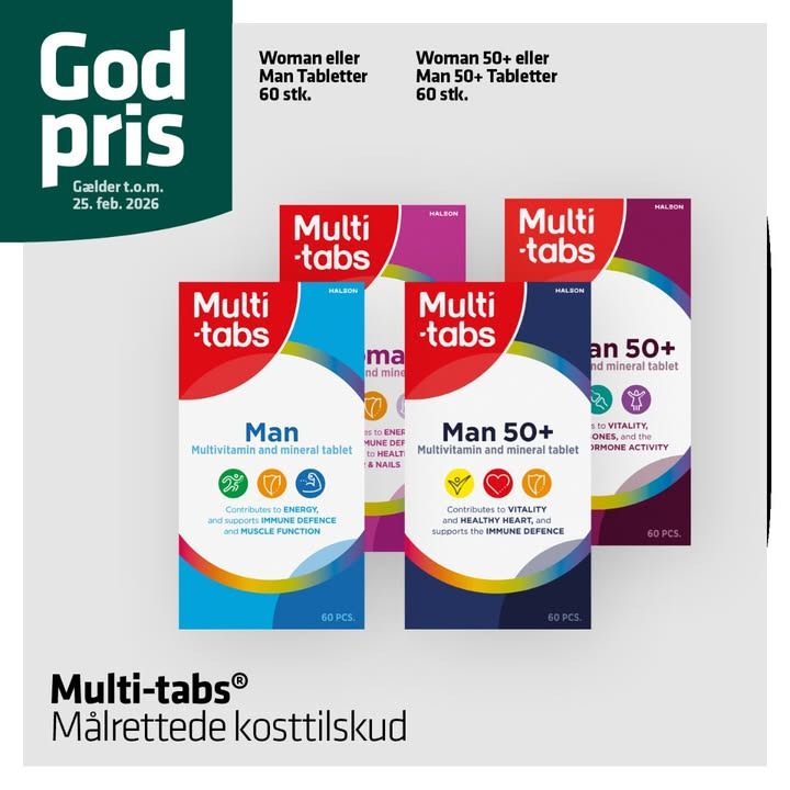 Vejlby Apotek tilbyder ekstra gode priser på Multi-tabs kosttilskud