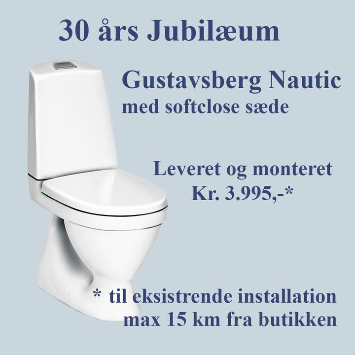 VangVedVængets VVS tilbyder Gustavsberg Nautic toilet med montering og gratis bortskaffelse af gammelt toilet