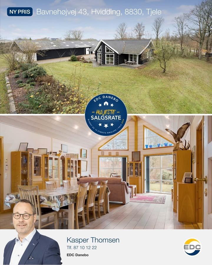 EDC DANEBO annoncerer prisnedsættelse på charmerende bjælkehus i Tjele