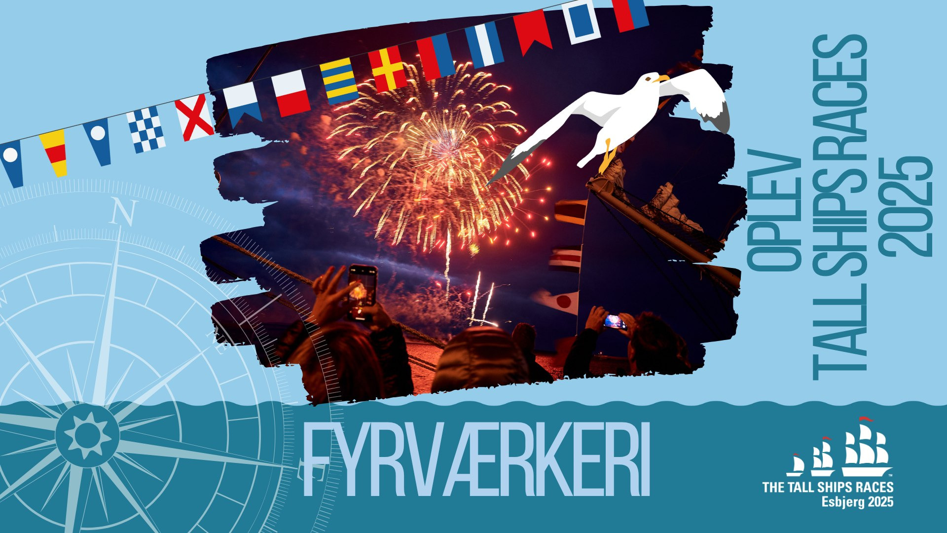 Festfyrværkeri lyser himlen over Trafikhavnen i Esbjerg