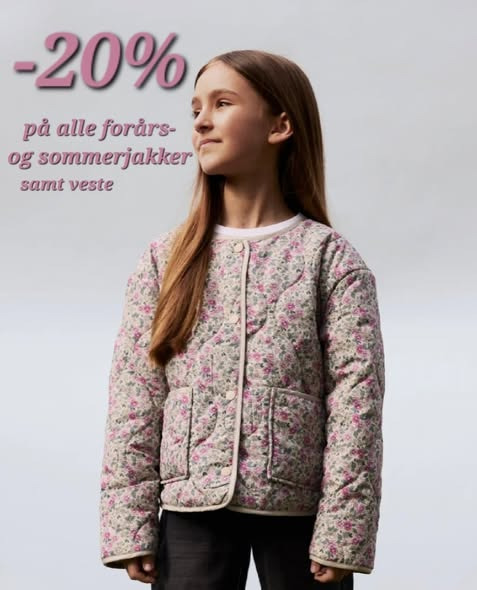 Børneshoppen Brønderslev tilbyder 20% rabat på forårs- og sommerjakker hele ugen
