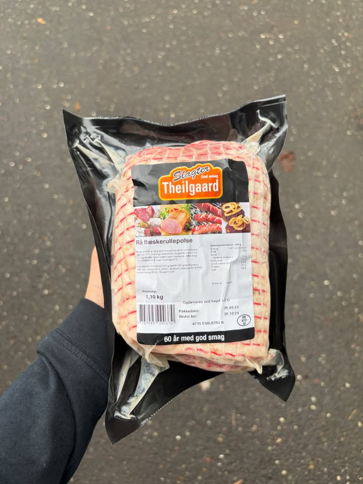 MIN KØBMAND I ASP sælger Slagter Theilgaard rå rullepølse til 99 kr.