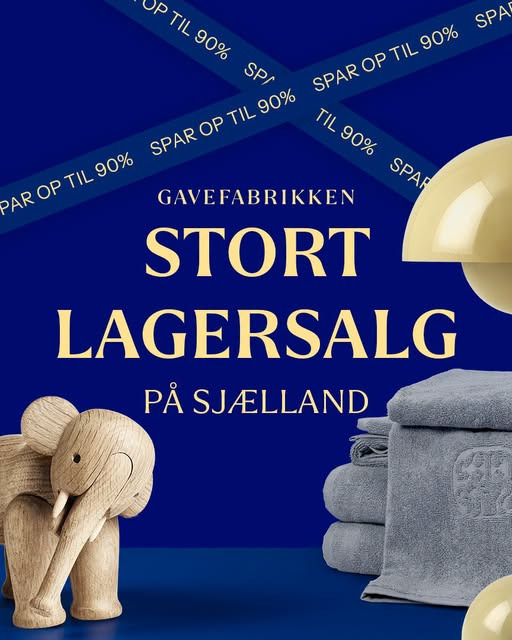 Lagersalg.com fremhæver GaveFabrikken lagersalg i Hedehusene med op til 90% besparelse