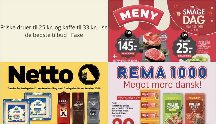 Friske druer til 25 kr. og kaffe til 33 kr. - se de bedste tilbud i Faxe