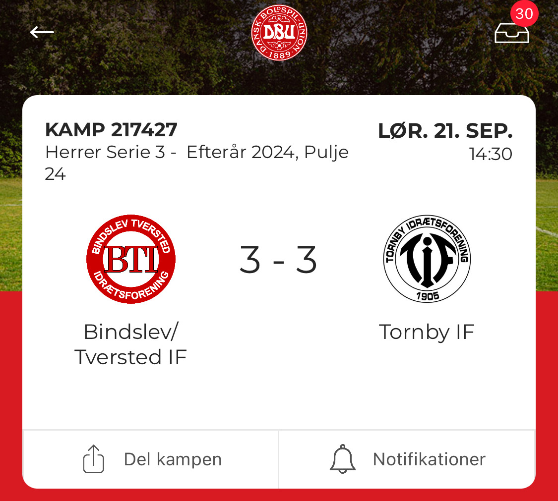 Frustration for Tornby IF: Spildte point i kampens sidste minutter