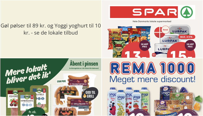 Gøl pølser til 89 kr. og Yoggi yoghurt til 10 kr. - se de lokale tilbud
