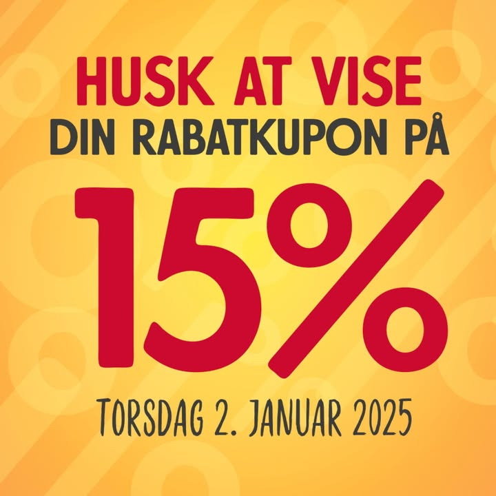 Meny Klarup inviterer til rabatdag 2. januar med 15 % besparelse