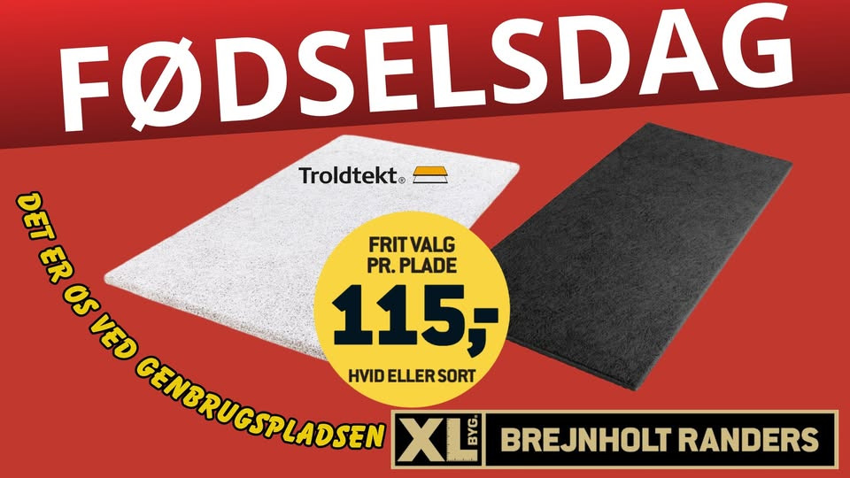 XL-Byg Brejnholt Randers fejrer fødselsdag med tilbud på Troldtekt-plader