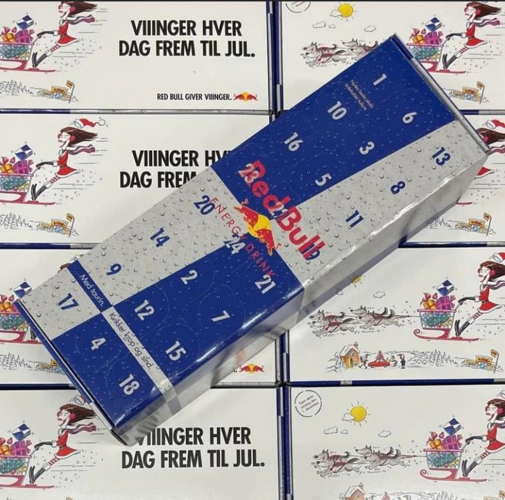 Red Bull julekalender til salg hos SPAR Nørrebro Hjørring - bestil nu og afhent senest fredag