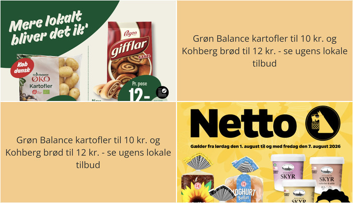 Grøn Balance kartofler til 10 kr. og Kohberg brød til 12 kr. - se ugens lokale tilbud