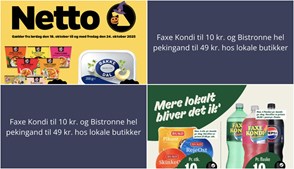 Faxe Kondi til 10 kr. og Bistronne hel pekingand til 49 kr. hos lokale butikker