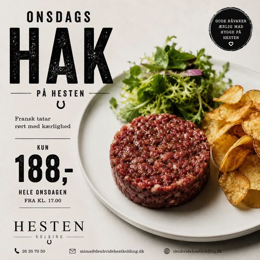 Den Hvide Hest Kolding serverer populær oksetatar onsdag fra kl. 17