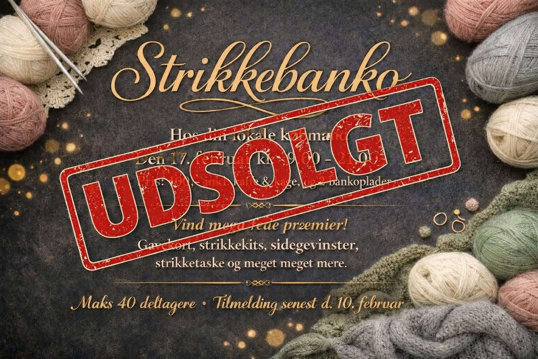 Min Købmand i Asp melder udsolgt til første strikkebanko event