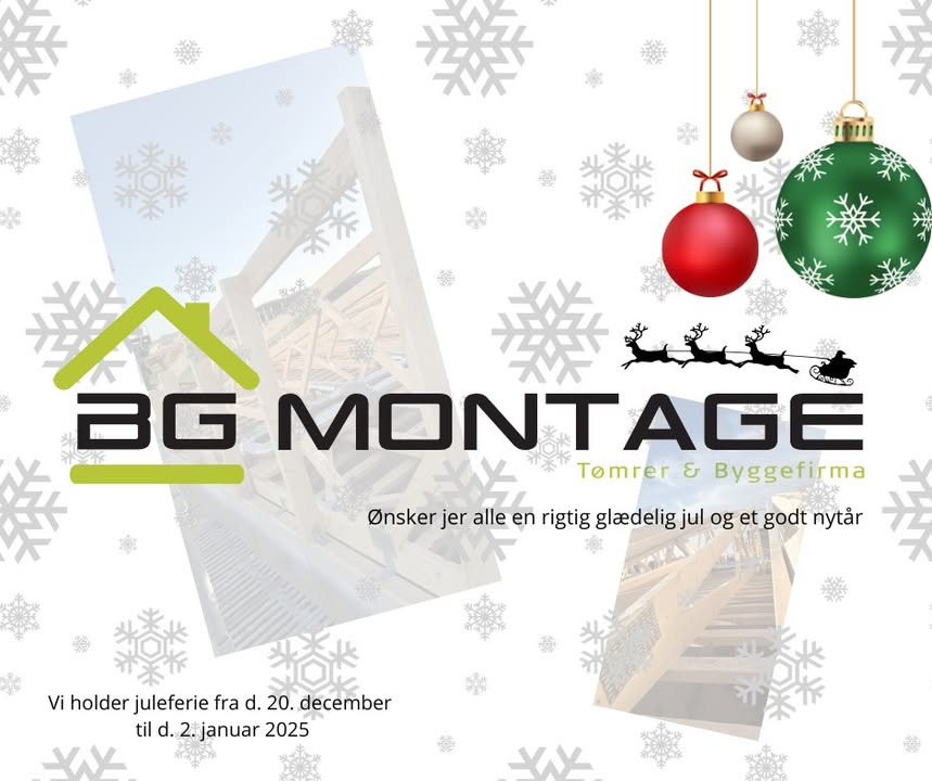 B. G. Montage ApS ønsker glædelig jul og godt nytår til kunder og samarbejdspartnere