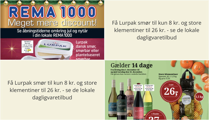 Få Lurpak smør til kun 8 kr. og store klementiner til 26 kr. - se de lokale dagligvaretilbud