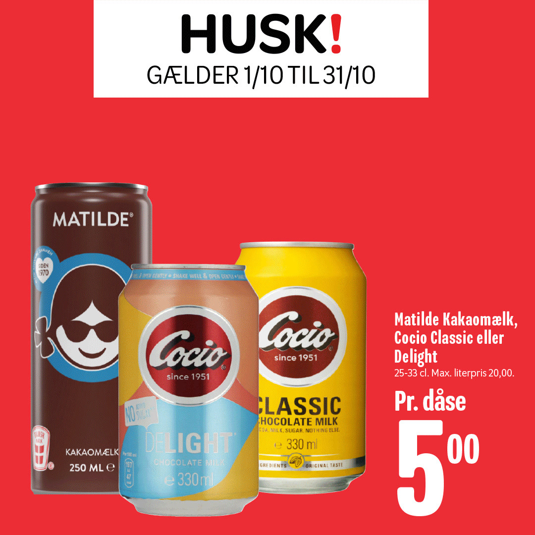 Nye HUSK!-priser i oktober hos Min Købmand, Nim: Cocio og snacks til spotpris