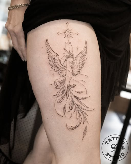 Tattoo Studio 96 præsenterer Inna's nyeste fønix tatovering i fineline teknik