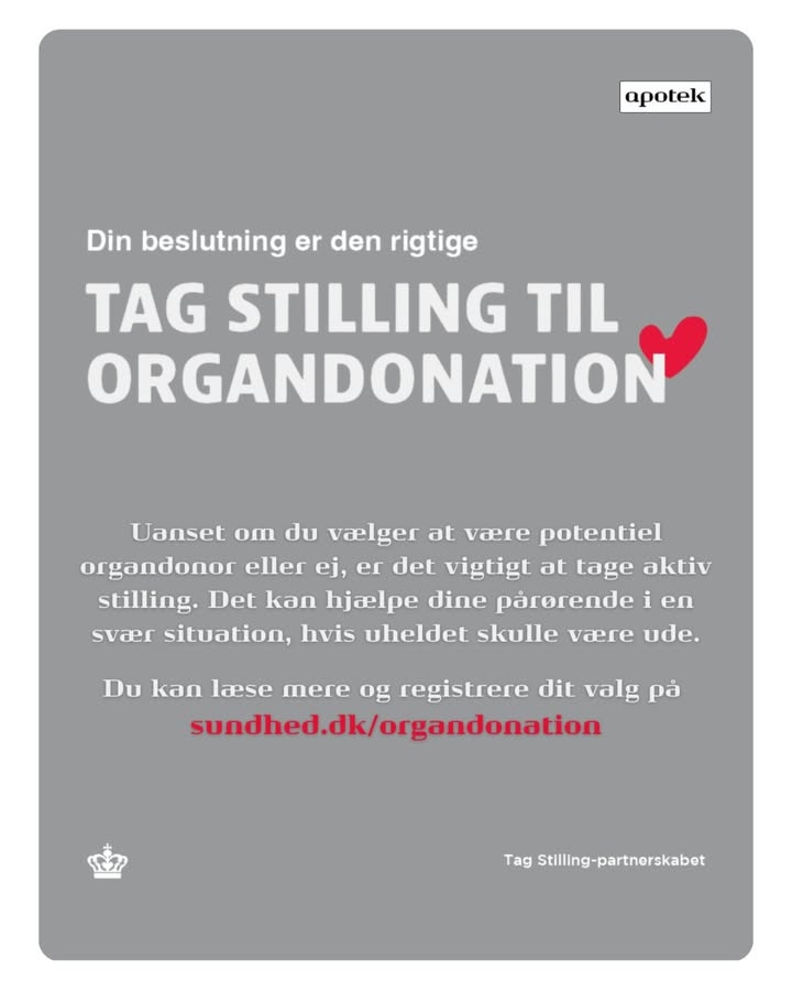 Herning Løve Apotek opfordrer til aktiv stillingtagen om organdonation