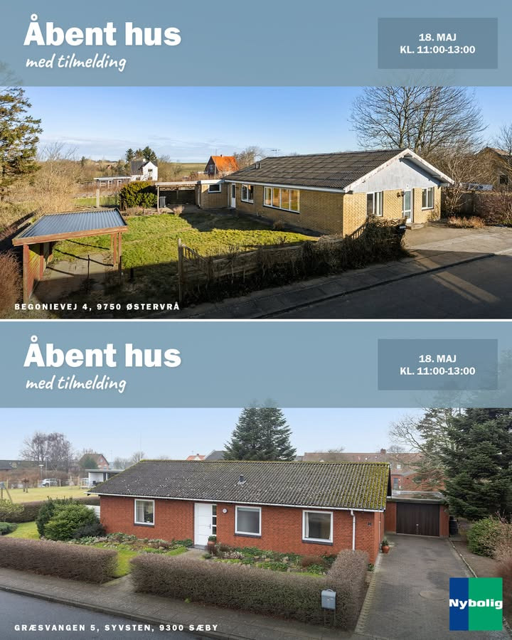 Nybolig Sæby A/S inviterer til åbent hus i Syvsten og Østervrå den 18. maj