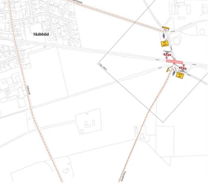 Spærring af Tvevadvej ved Skibbild