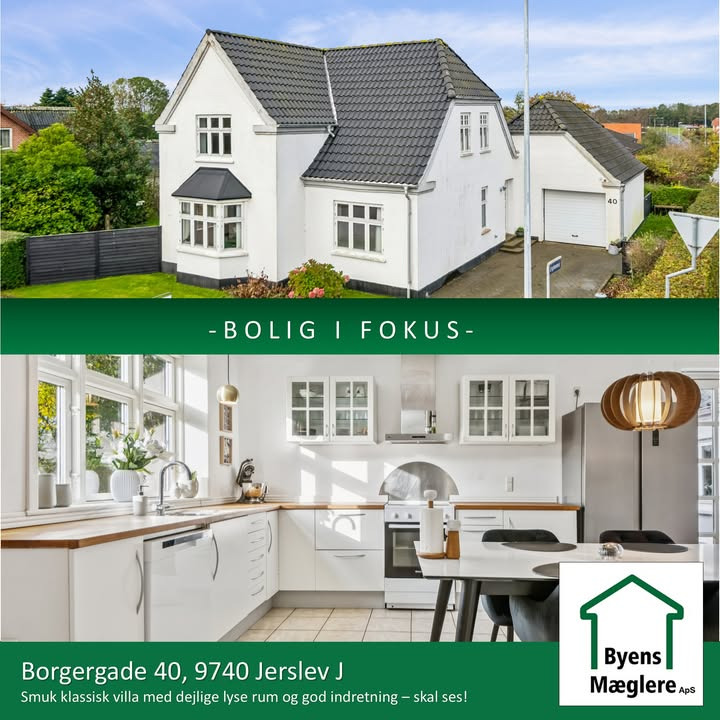Byens Mæglere ApS fremhæver smuk villa med syd-/vestvendt terrasse til salg i Jerslev J