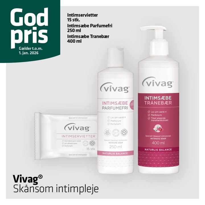 Herning Løve Apotek tilbyder gode priser på Vivag intimplejeprodukter