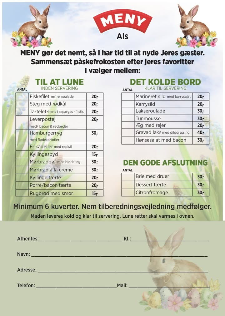 Meny Als tilbyder skræddersyede påskefrokoster i delikatessen