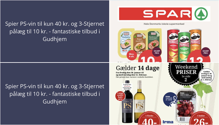 Spier PS-vin til kun 40 kr. og 3-Stjernet pålæg til 10 kr. - fantastiske tilbud i Gudhjem