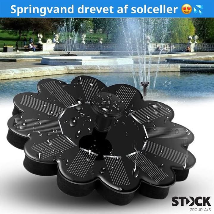 Min Købmand Øster Bjerregrav tilbyder solcelledrevet springvand til kun 99,95 kr.
