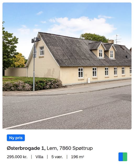 Nybolig Skive I/S sætter Østerbrogade 1 i Spøttrup ned til 295.000