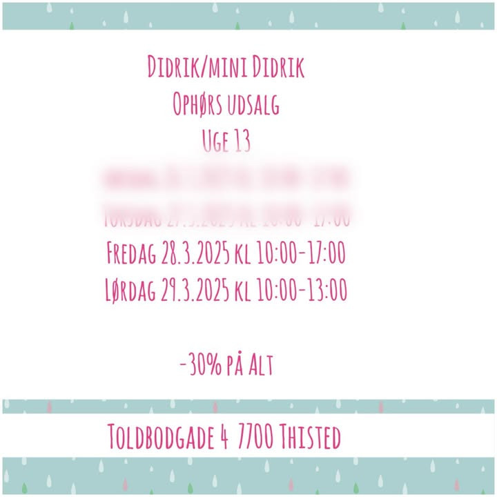 Didrik inviterer til ophørssalg med 30% rabat på hele butikken
