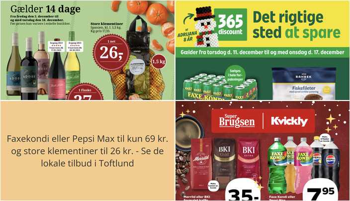 Faxekondi eller Pepsi Max til kun 69 kr. og store klementiner til 26 kr. - Se de lokale tilbud i Toftlund