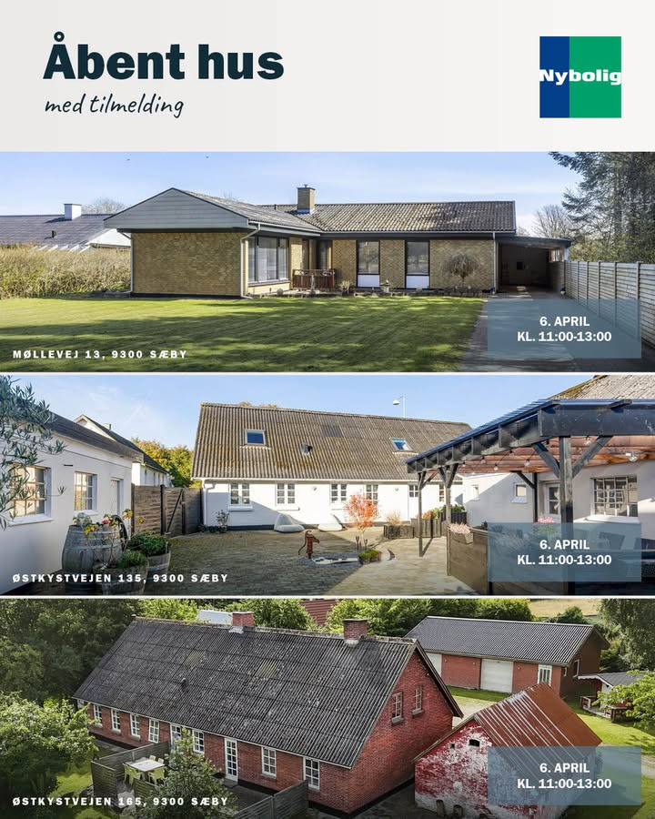 Nybolig Sæby A/S inviterer til åbent hus på tre adresser i Lyngså