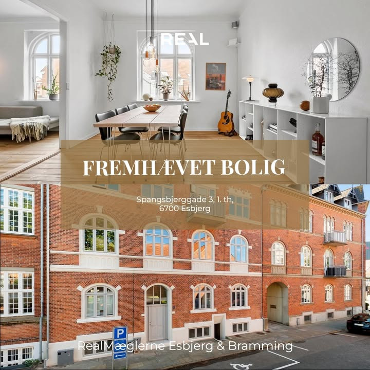 RealMæglerne Esbjerg og Bramming fremhæver charmerende herskabslejlighed på Spangsbjerggade 